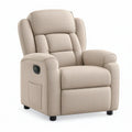 Beige Manual Reclining Armchair, 36 x 39 x 41 in., High-Back Polyester Upholstery