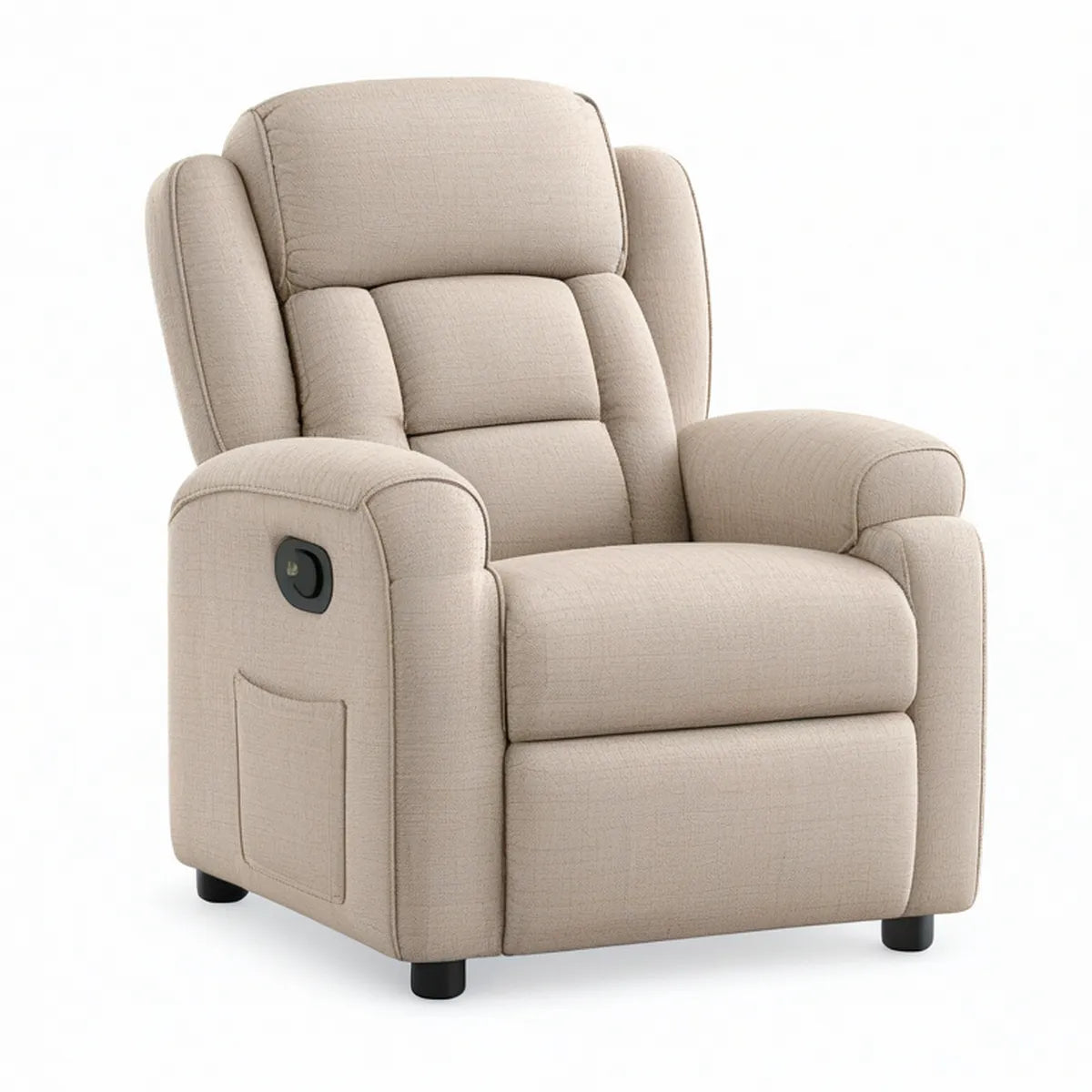 Beige Manual Reclining Armchair, 36 x 39 x 41 in., High-Back Polyester Upholstery