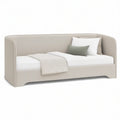 Beige Upholstered Twin Daybed Frame with Curved Side Rails, 80 x 42 x 33 in