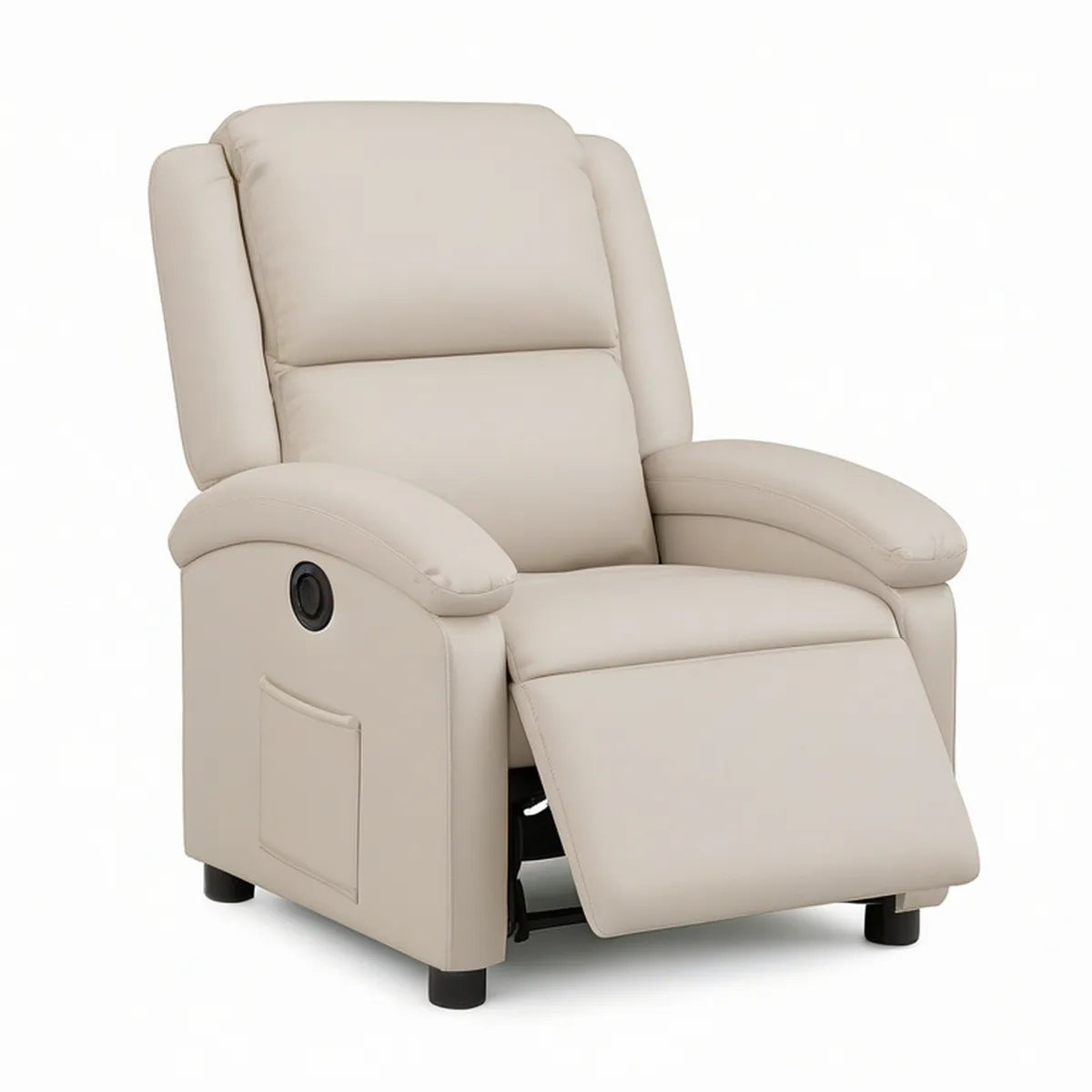 Beige PU Leather Power Recliner Armchair, 34 x 38 x 40 in