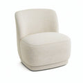 Ivory Bouclé Upholstered Barrel Accent Chair, 30 in W x 32 in D x 30 in H