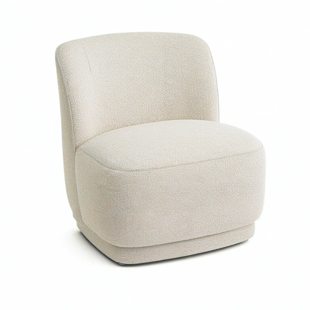 Ivory Bouclé Upholstered Barrel Accent Chair, 30 in W x 32 in D x 30 in H