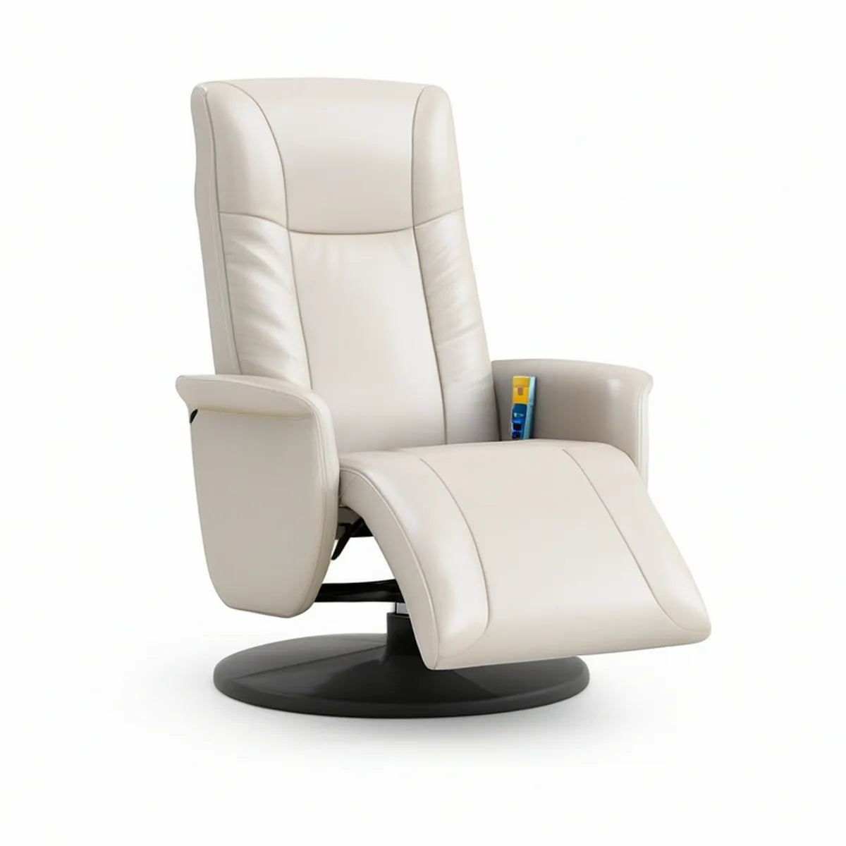 Cream and Black Power Recliner with Footrest, PU Upholstery, 33.5 x 37.4 x 43.3 in