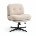 Cream Boucle Armless Swivel Accent Chair, Adjustable Height, 25.6 x 26.4 x 31.5-35.4 in