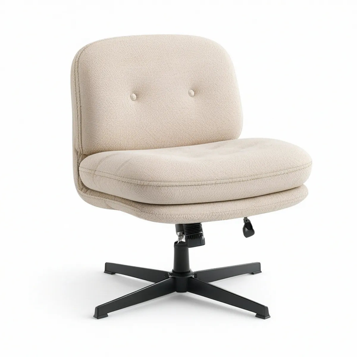 Cream Boucle Armless Swivel Accent Chair, Adjustable Height, 25.6 x 26.4 x 31.5-35.4 in