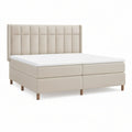 Modern Beige Upholstered Queen Bed with Channel-Tufted Headboard, 64 x 85 x 50 in