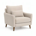 Beige Boucle Upholstered Armchair with Brown Rubberwood Legs, 31.5 in W x 34.6 in D x 35.4 in H